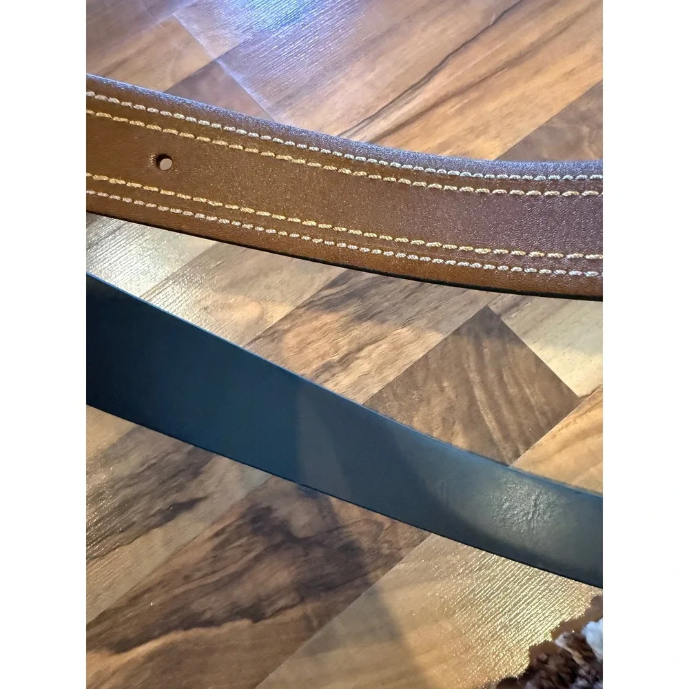 Columbia Reversible Belt Men XL 42-44 Tan Brown New Leather Swivel Buckle office